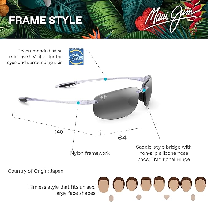 Maui Jim Polarized Men's and Women's Hookipa Rectangular Sunglasses