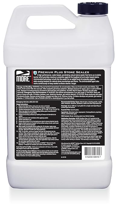 MORE Premium Plus Stone Sealer Protector for Countertops - Natural Stone, Marble, Granite Surfaces - Advanced Formula [Gallon / 128oz]