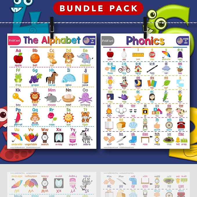 Advanced Bundle – 6 Educational Posters – Classroom and Homeschool Learning Chart Decorations and School Supplies Materials, Preschool to Grade 3 | Printed on Durable, Glossy Cardstock | 8.5" x 11"