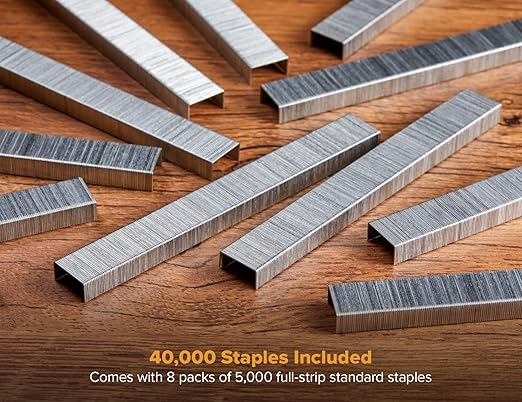 Bostitch Office Standard Staples, 1/4" Length,Full Strip Staples, 5000 Per Box, 8-Pack