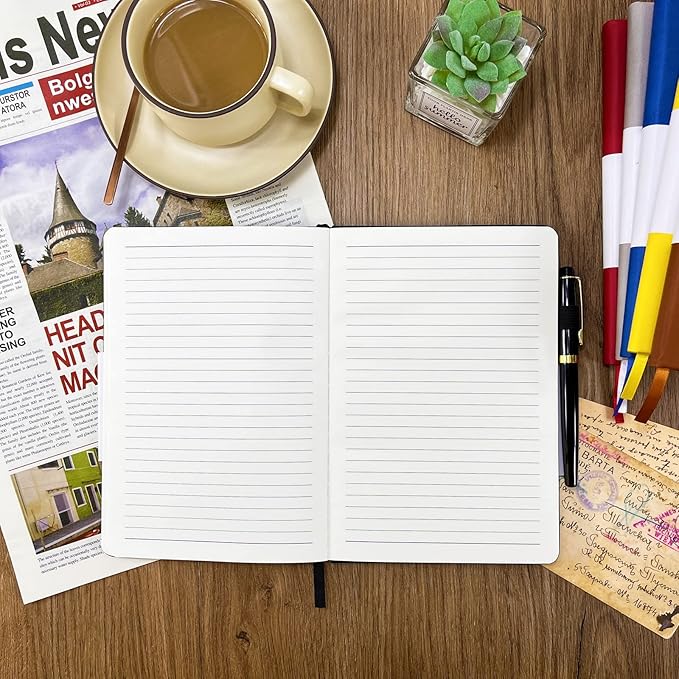 Notebook Journal, College Ruled Notebook Lined A5 160 Pages,Hard Cover Journals for Writing, Notebooks for Work Office School Women Men,5.7 inches x 8.4 inches(Black)