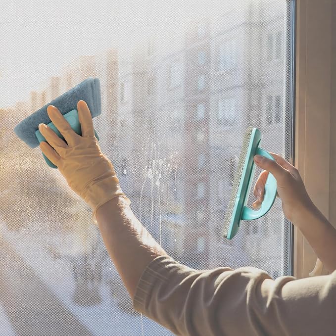 Mesh Screen Cleaner(2 Pack), Window Screen Cleaner Kit, Screen Cleaner with Window Groove Brush, Wet/Dry Tool for Cleaning Screens & Tracks, Clean Window Screen Without Removing from Frame