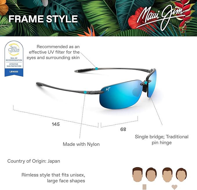 Maui Jim Polarized Men's and Women's Hookipa XLarge Oval Sunglasses