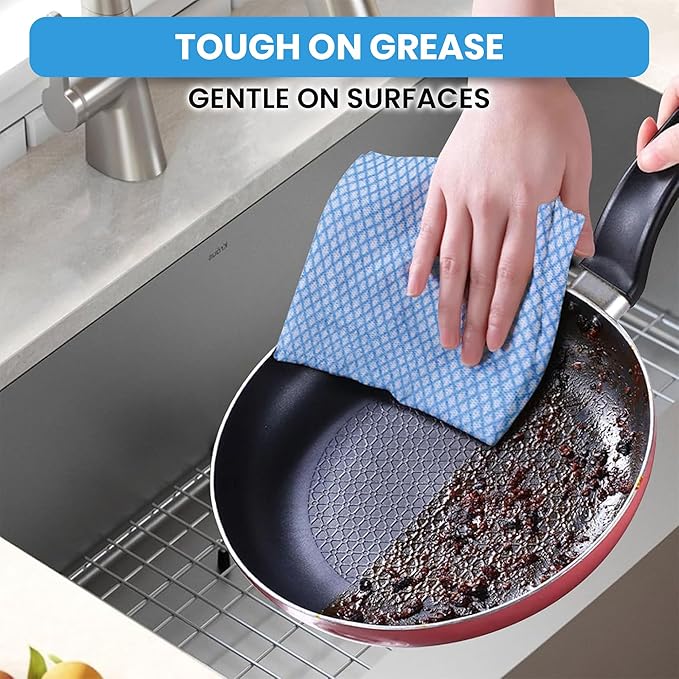 Disposable Cleaning Cloths, 50 Packs, 13.8"x15.8" Reusable Kitchen Towels, Soft Absorbent Multipurpose Household Cleaning Towels, Disposable Dish Cloths for Kitchen, Stove, Bathroom, Handy Wipes, Blue