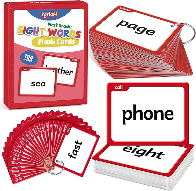 Torlam Sight Words Flash Cards for Kids 1st Grade,Learn to Read Digraphs CVC Blends Long Vowel Sounds Spelling Reading Phonics Games for 6-7 Years, Site Words Classroom Homeschool