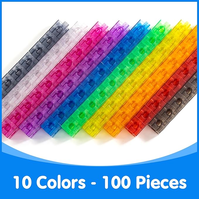 Translucent Linking Cubes – Engaging Math Toy, Light Table Manipulatives, Math Blocks for Early Learning and Creative Play