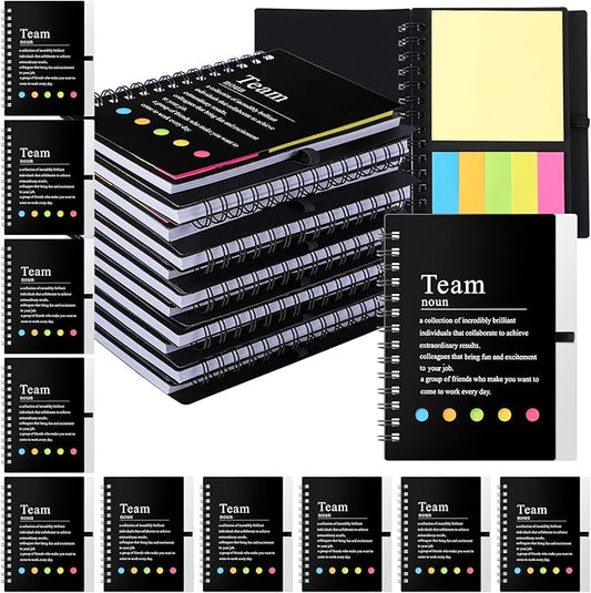 24 Pcs Employee Appreciation Gifts Bulk Team Recognition Notebooks with Sticky Notes Staff Thank You Gifts for Social Worker Teacher Nurse Coworker Office Motivation Set (Black)
