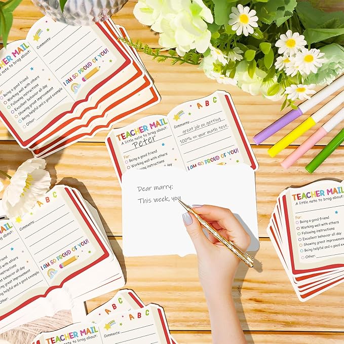 50Pcs Teacher Mail Notes to Parents, Happy Mail from Teacher, Brag Cards for Students Behavior Classroom Must Haves to Send Home for Preschool Kindergarten Elementary School Supplies (Book)
