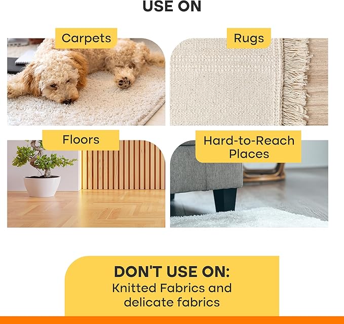 Carpet Rake for Pet Hair Removal – Reusable Cat & Dog Hair Remover Broom with Adjustable 60" Long Handle, Rug Rake Scraper for Carpet, Rugs, Mats, Upholstery & Couch Cleaning