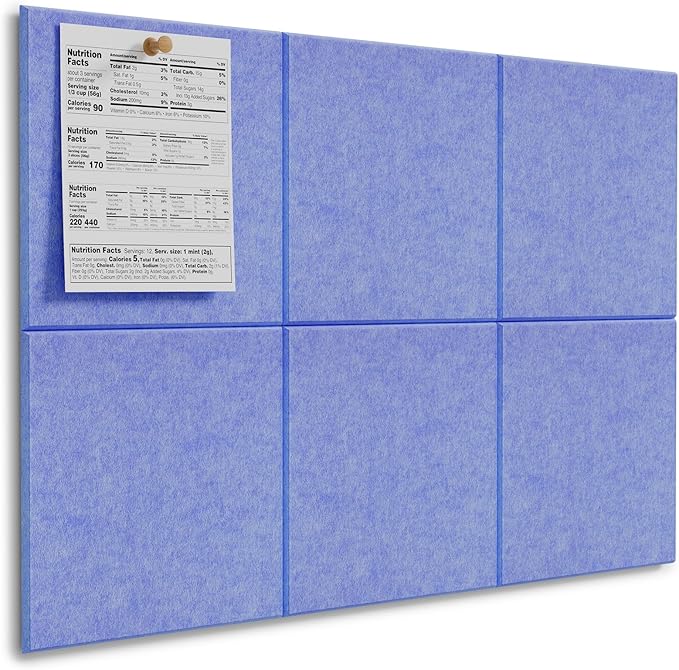 MaxGear Large Cork Board for Wall 36" x 24", Sky Blue Bulletin Board, 6 Pack Felt Wall Tiles with Pushpins, Cork Boards for Office Push Pin Board Tack Board Felt Board