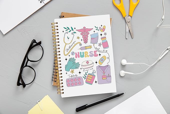 Nurse Notebook Journal, Nurse Gifts for Women, Nurse Graduation Gift, Nurse Practitioner Gifts, Registered Nurse Gifts, Nurse Appreciation Gifts, Preppy Nurse Spiral Notebook 5.5x8.3 Inch
