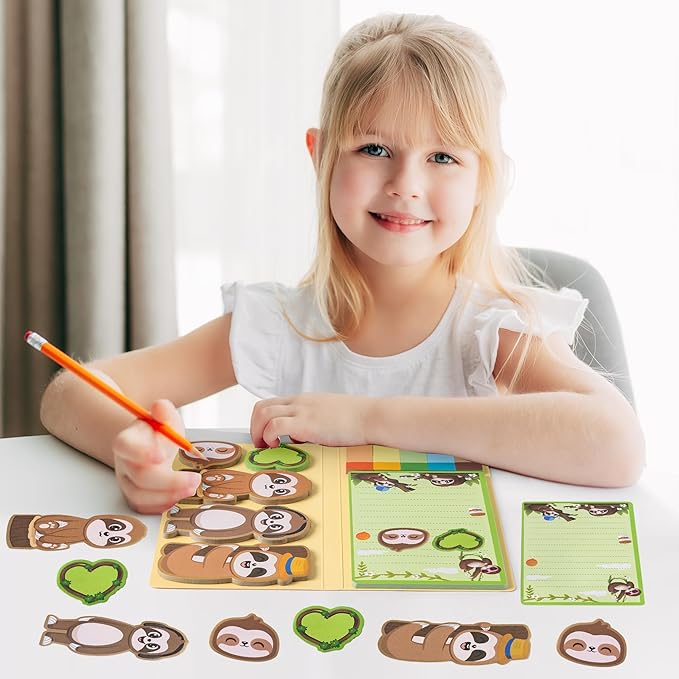 B1ykin Cute Sticky Notes Set - It Does Matter How Slow You GO, As Long As You Don’t Stop Self-Stick Notes Pad, 550 Sheets Writing Memo Pages Sticky Notepad for Teacher Appreciation Gifts (Sloth)