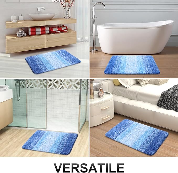 OLANLY Bathroom Rugs Mat 24x16, Extra Soft Absorbent Microfiber Bath Rugs, Rubber Backing, Quick Dry, Washable Bath Mats for Bathroom Floor, Tub and Shower, Home Decor Accessories, Light Royal Blue