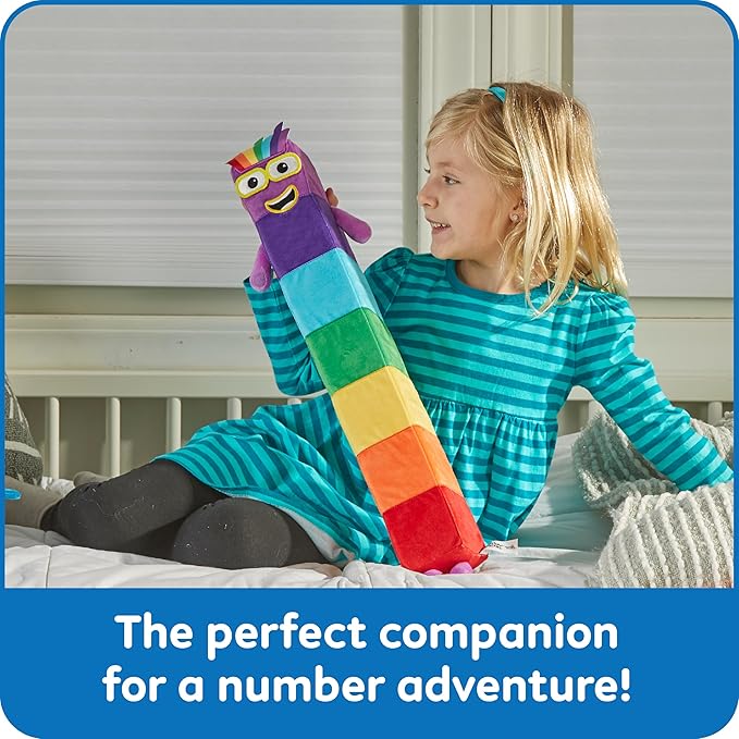 hand2mind Numberblock Seven Playful Pal, Plush Figure Toys, Numbers for Toddlers, Cute Stuffies, Preschool Math Learning Toys, Stuffed Animal, Small Plushies, Counting Blocks, Birthday Gifts for Kids