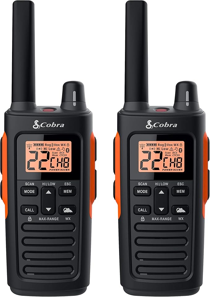 Cobra RX680 Waterproof Walkie Talkies (2-Pack) and Cobra GA-SV01 Surveillance Headset