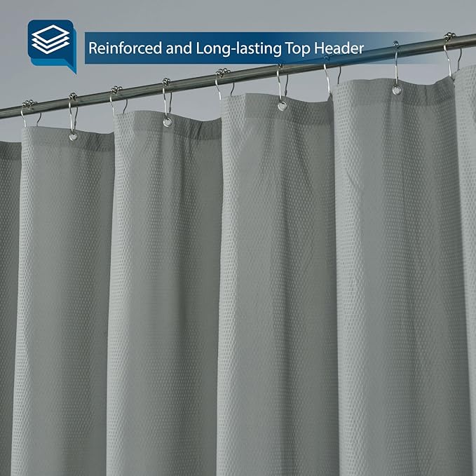 Barossa Design Soft Microfiber Fabric Shower Liner or Curtain - Lightweight, Hotel Quality, Machine Washable, Water Repellent - Dark Grey, 70 x 72 inches