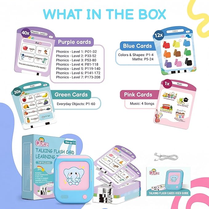 QuTZ Talking Flash Cards, Phonics Flash Cards, Learn to Read with 246 Pages, 29+ Themes, 1200+ Words & Fun Facts, 700+ Interactive Games, Toddler Learning Toys for 2-6 Year Old, 272 Pages