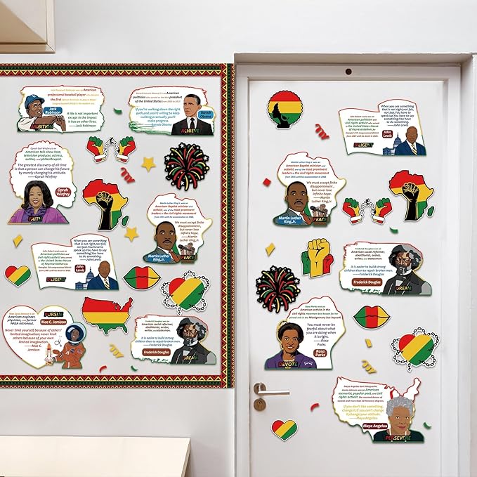 gisgfim Black History Month Bulletin Board Decoration Set African American Inspirational Borders Cutouts for Classroom School Bulletin Board Craft Home Wall(Black History Month)
