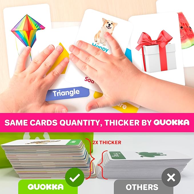 QUOKKA ABC Learning Flash Cards for Toddlers 2-4 Years Old – 60 Realistic Flashcards for Kids Ages 1-3-5 – Alphabet Numbers Colors Letters Animals - Learn Activities & First Words Game