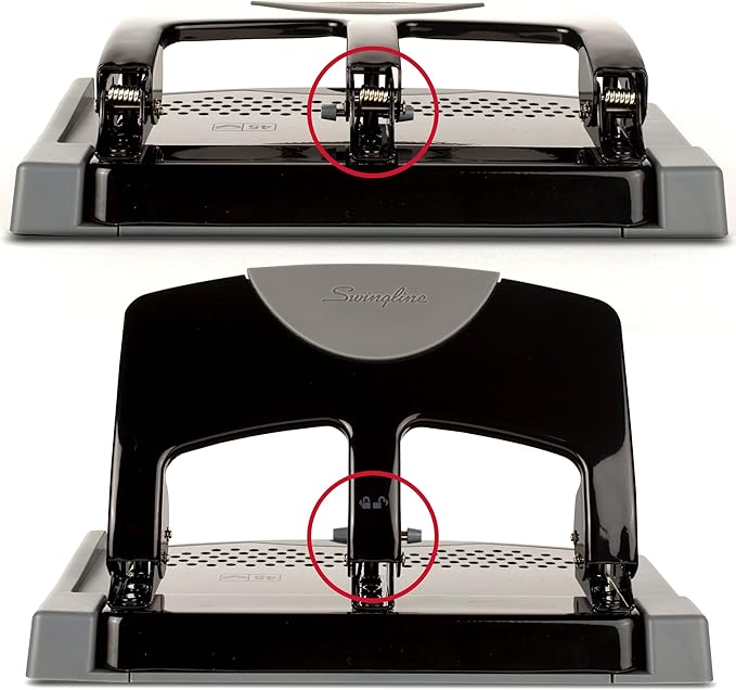 Swingline 3 Hole Punch, 45 Sheet Capacity Three Hole Puncher 3 Ring, Paper Punch, SmartTouch Low Effort, Black & Silver (74136)