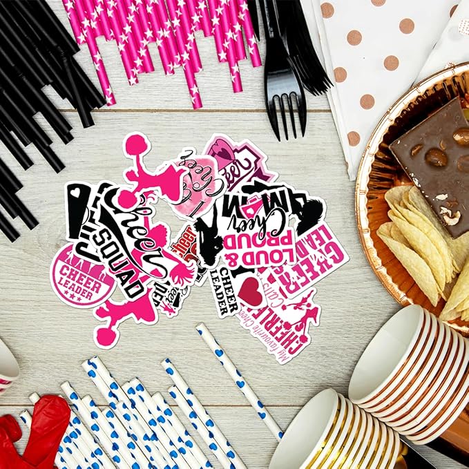 Cheerleading Motivational Quote Stickers Pack 50Pcs Vinyl Waterproof Sticker Set for Laptop Water Bottles Scrapbooking Notebooks Journals Girls Teens Cheer Squad