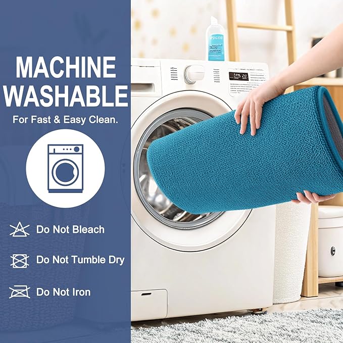 OLANLY Thick Memory Foam Bath Rugs 47x17, Extra Soft Absorbent Bathroom Rug, Quick Dry Bath Mats, Non-Slip, Machine Washable Carpet for Bathroom, Tub and Shower, Home Decor Accessories, Peacock Blue
