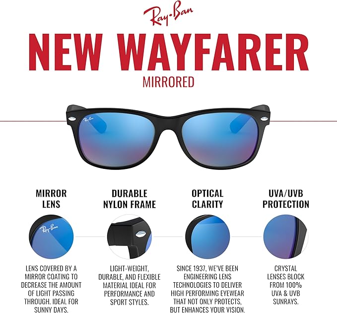 Ray-Ban RB2132 New Wayfarer Polarized Square Sunglasses
