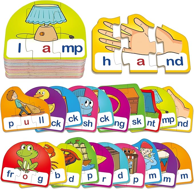 CVCC & CCVC Puzzle Cards for Kids,Phonics Games,Speech Therapy Toys for Toddlers,3 Alphabet Letter Word Puzzle,Learning Reading Spelling Games,Preschool Kindergarten Classroom Must Haves