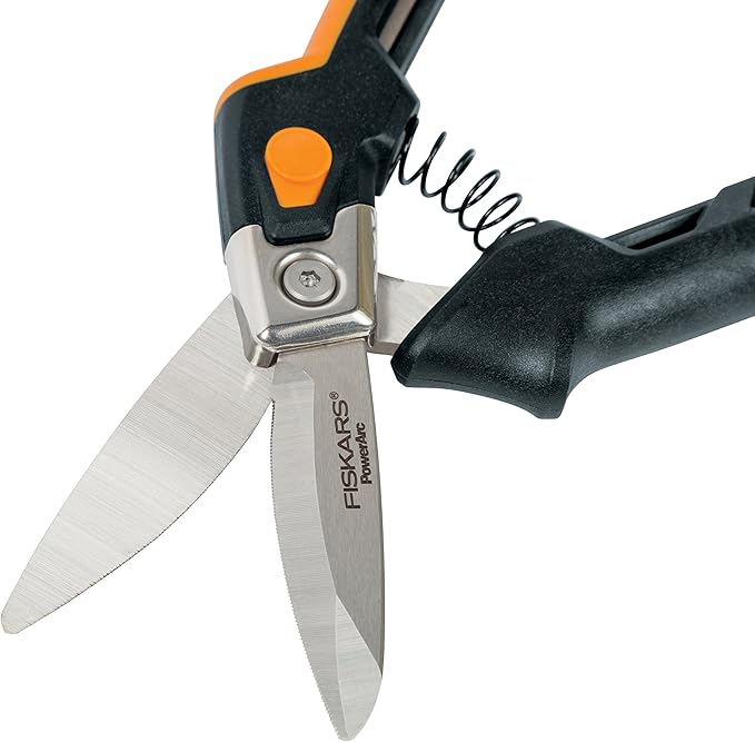 Fiskars PowerArc Utility Snips, Heavy-Duty Cutting Shears with Easy Action Handle,Stainless Steel Blades 8"