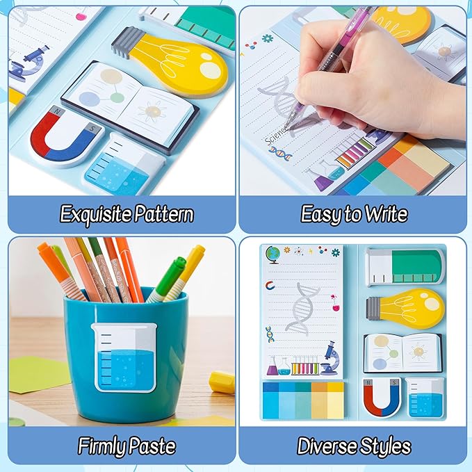 B1ykin Cute Sticky Notes Set - World’s Best Science Teacher Self-Stick Notes Pad, 550 Sheets Writing Memo Pages Sticky Notepad for Appreciation Gifts, School Office Party Supplies (Science Teacher)