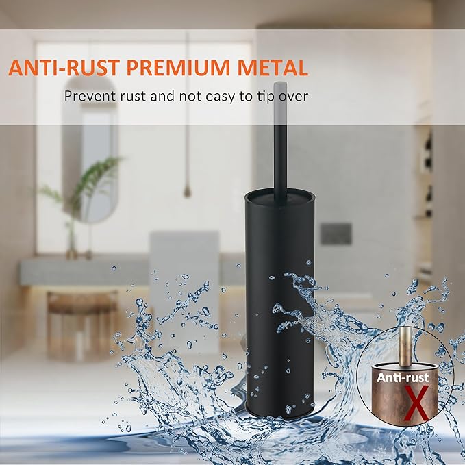 Toilet Brush and Holder,Stainless Steel Toilet Brushes for Bathroom with Holder 2pack Black
