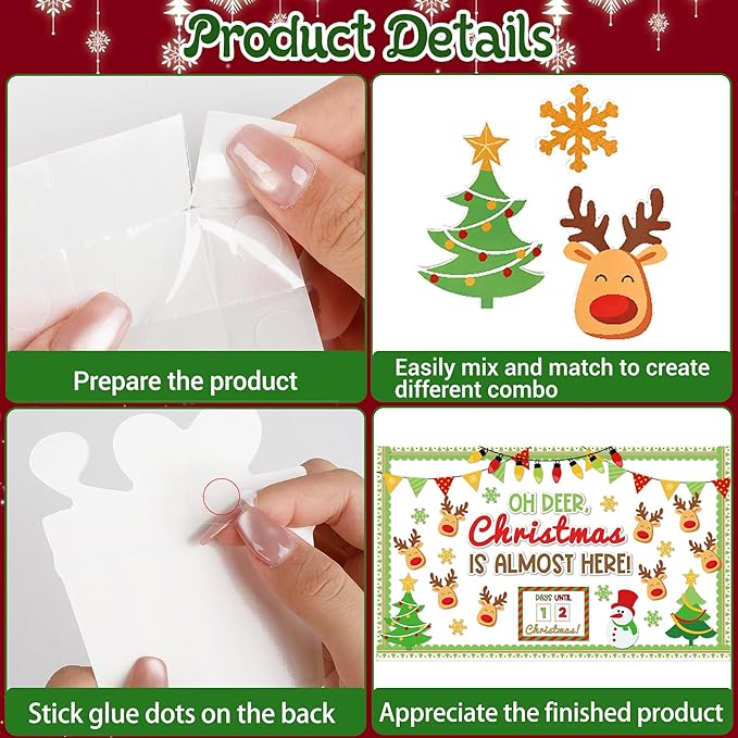 Christmas Bulletin Board Set OH Deer Christmas is Almost Here Cutouts Bulletin Board Christmas Countdown Elk Classroom Decorations for Holiday Xmas School Home Room Chalkboard Wall Door Decor