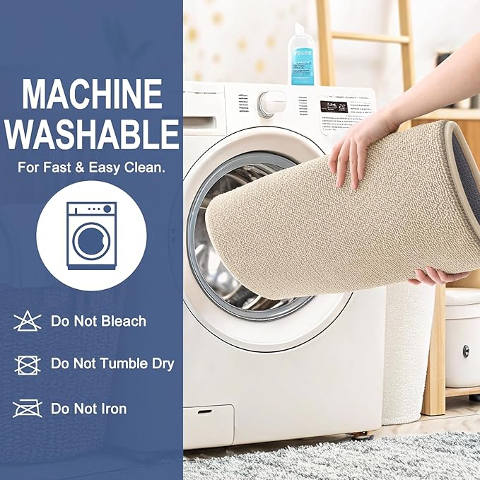 OLANLY Thick Memory Foam Bath Mat Rug 40x24, Extra Soft Absorbent Bathroom Rug, Quick Dry Bath Mats, Non-Slip, Machine Washable Carpet for Bathroom, Tub and Shower, Home Decor Accessories, Beige