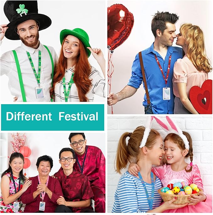 Marspark 14 Pcs Seasonal Holiday Lanyards for ID Badges St. Patrick's Day Lanyards Keychains Bulk for Spring Teacher Gifts St. Patrick's Day Easter Summer Office Supplies