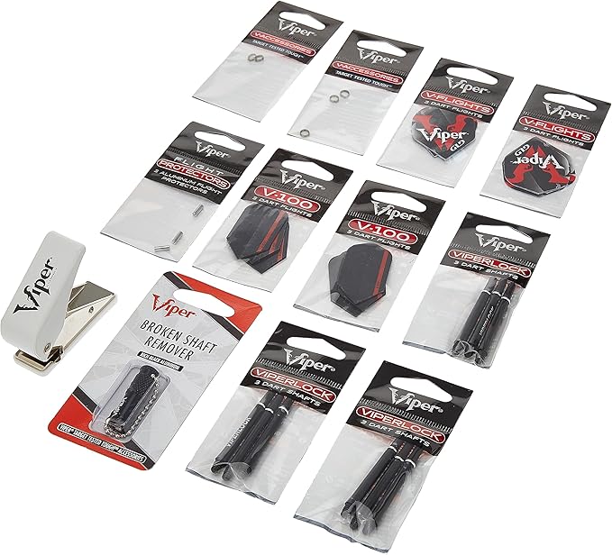 Viper Dart Accessory: Flight Hole Punch Tool with Assorted Poly Pro Flights (Steel and Soft Tip Darts)