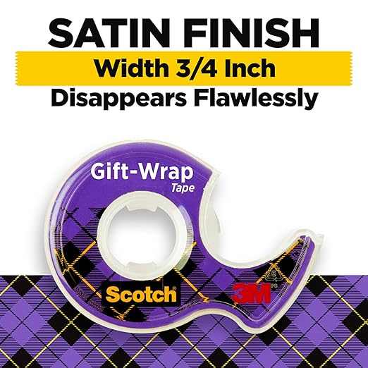 Scotch Gift Wrap Tape, Invisible, 0.75 in. x 650 in., 6 Dispensers/Pack