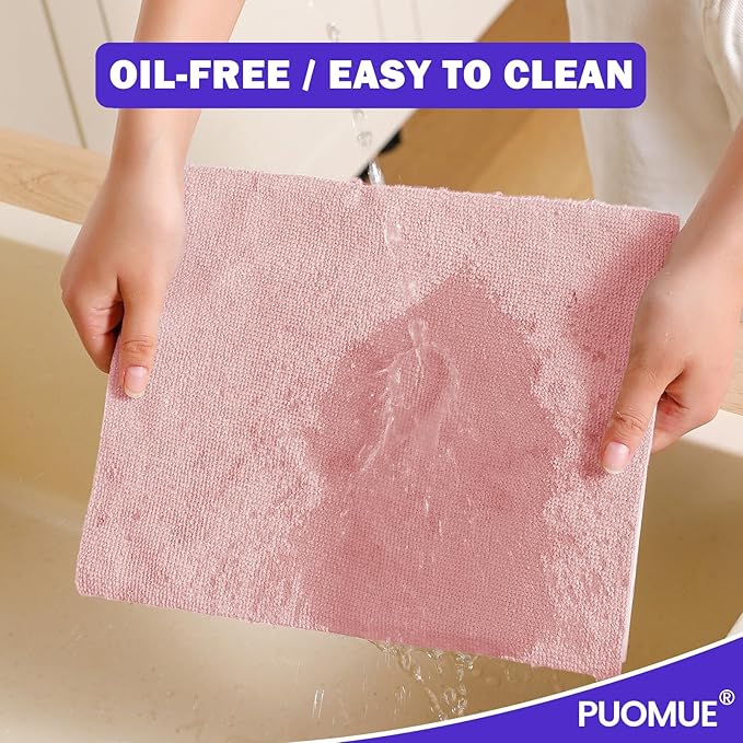 55 Pack Microfiber Cleaning Cloth Roll, Tear Away Reusable Towels, 11" X 9", Ultra Absorbent & Lint Free Microfiber Cloth for Cleaning Cars, Kitchen, Window, Home and Shop (Pink, 9"X11"-55PK)