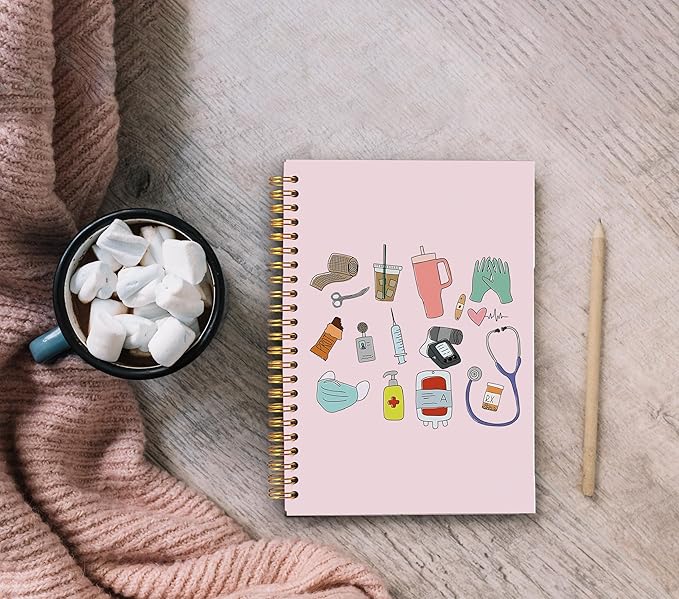 Ecezatik Pink Nurse Notebook Journal, Nurse Appreciation Gifts for Women, Nursing Medical Graduation Gifts, Nursing Aesthetic Spiral Notebook 5.5x8.3 Inch