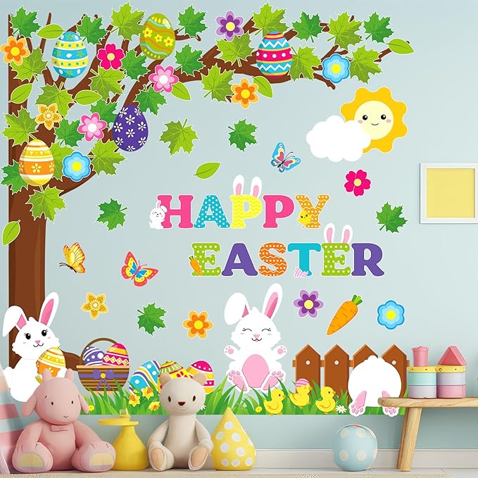 Pasimy Easter Bulletin Board Decorations Set Christian Easter Classroom Decorations Easter Bunny Egg Paper Cut Outs for School Nursery Spring Easter Birthday Party Supplies(Easter Egg)