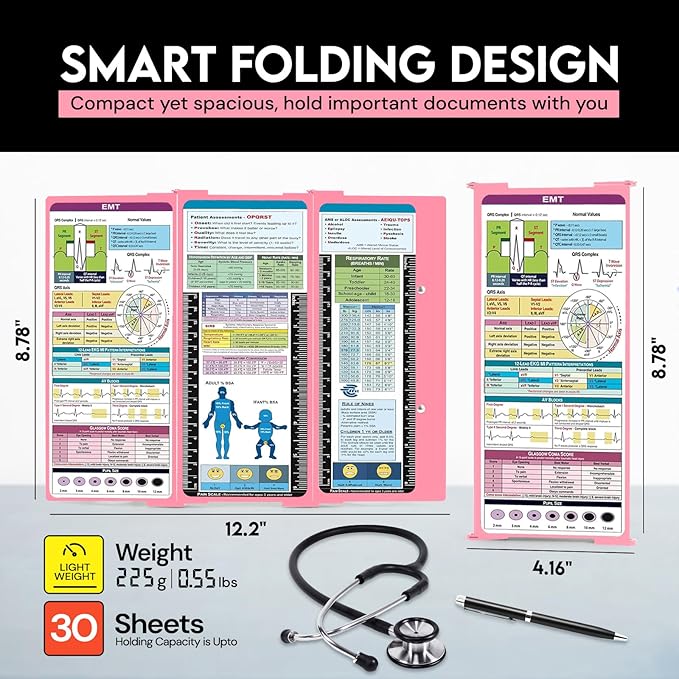 Nursing Clipboard EMT Edition - 3 Layers Aluminum Foldable Nurse Clipboard Nursing Student Essentials - Foldable Clipb oard Nursing Trifold Nursing School Essentials
