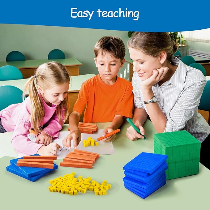 Foam Base Ten Set for Math 131 PCS Place Value Blocks,Counting Cubes for Kids Math,Base 10 Math Manipulatives for Early Counting Math Toy in School Home