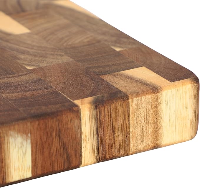 Elama 13.75 x 1.5 Inch Square Thick Acacia Wood Butcher Block – Heavy-Duty Cutting and Serving Board for Meat, Cheese, and Vegetables (13.75 x 1.5Inch Square)