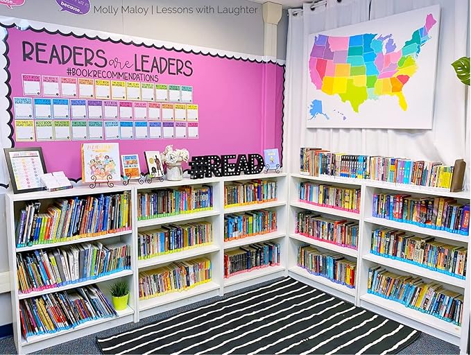 Alphabet Book Spine Labels for Classroom Library | 540PCS Teacher Supplies Stickers for Classroom Book Shelf/Book Bins | 26 Colors Letter (10 Sheet Pack)