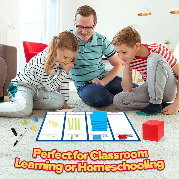 Torlam Base Ten Blocks for Place Value, Counting, Kindergarten Math Games - Base 10 Math Manipulatives for 1st-3rd Grade Kids