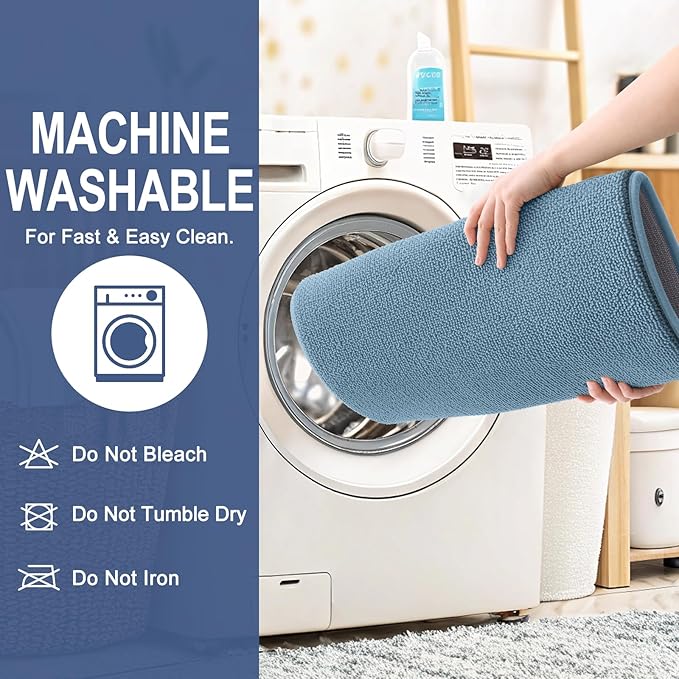OLANLY Toilet Rugs U-Shaped 24x20, Extra Soft Absorbent Thick Memory Foam Contour Bathroom Rugs, Dry Quickly, Machine Washable, Non-Slip Toilet Bath Mat, Home Decor Accessories, Airy Blue