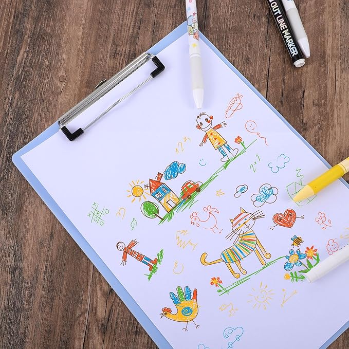 12 Pack Plastic Clipboard Assorted Colors Office Clipboard 12.5 x 9 Inch