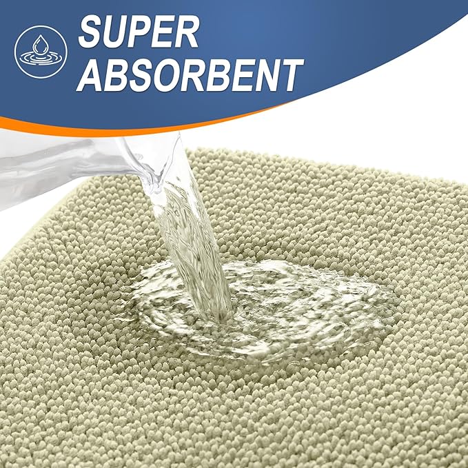 OLANLY Thick Memory Foam Bath Mat Rug 30x20, Extra Soft Absorbent Bathroom Rug, Quick Dry Bath Mats, Non-Slip, Machine Washable Carpet for Bathroom, Tub and Shower, Home Decor Accessories, Vanilla