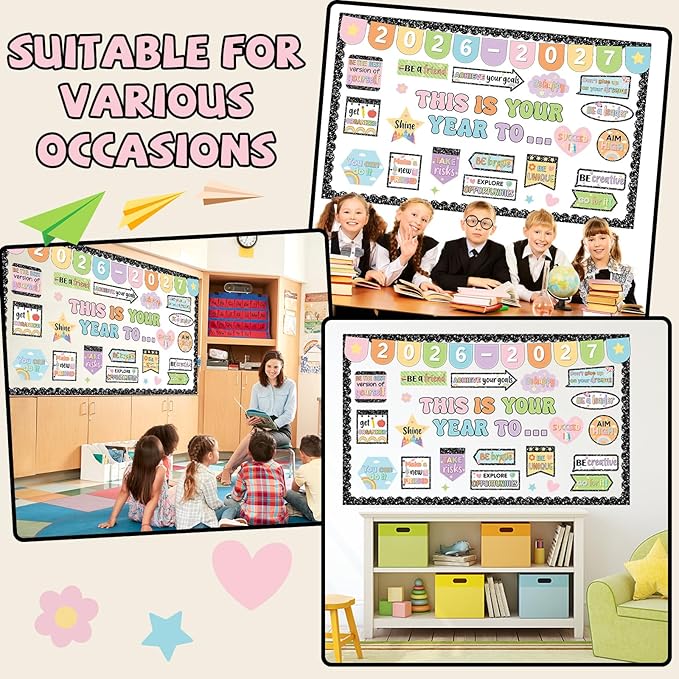 This is Your Year Bulletin Board Set Composition Notebook Classroom Decorations Welcome Back to School Paper Cutouts Positive Affirmation Bulletin Board Borders for School Wall Door Decor