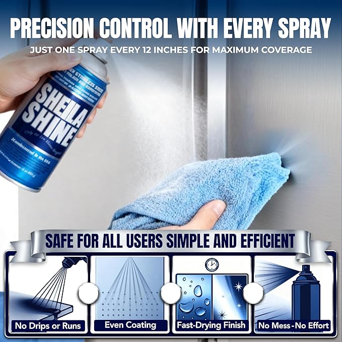 Sheila Shine 3oz Stainless Steel Cleaner and Polish - Cleans, Polishes & Protects Kitchen Appliances, Refrigerators, Sinks, Ovens & Grills - Residue, Streak Free Shine - Stainless Steel Cleaner Spray