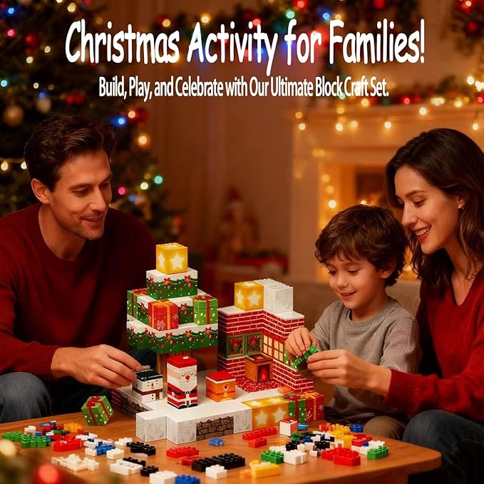 Magnetic Blocks,100 PCS Build Magnetic Santa Chimney Xmas Tree Gift World, STEM Construction Magnetic Cube for Boys Girls Age 3 4 5 6 7 8 9 10,Sensory Stacking Toy Christmas Birthday Gifts for Kids